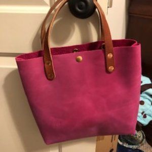 KMM mini tote in hot pink with snap